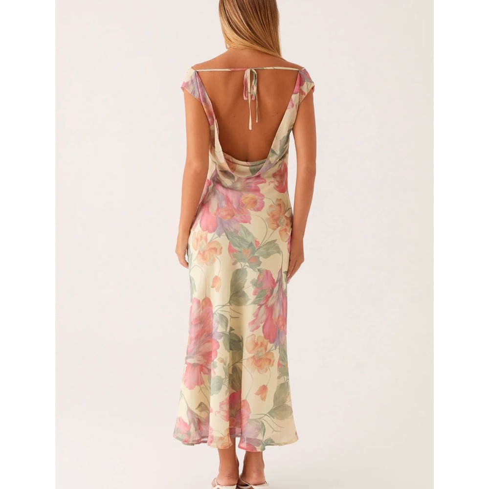 Peppermayo Role Model Maxi Cowl Neck Dress in Yellow Peony Sz 6 - Picture 2 of 6